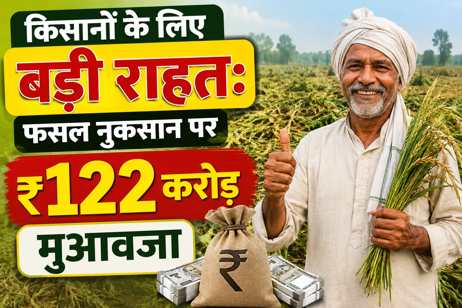 किसानों के लिए बड़ी राहत- फसल नुकसान पर ₹122 करोड़ मुआवजा