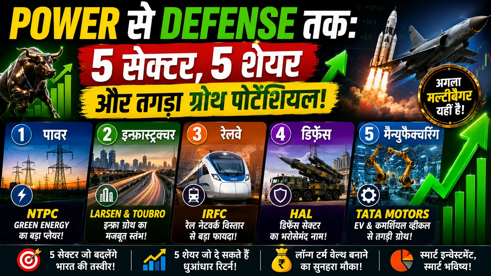 Hindi Khabar 24 4 Power से Defense तक 5 सेक्टर 5 शेयर और तगड़ा ग्रोथ पोटेंशियल