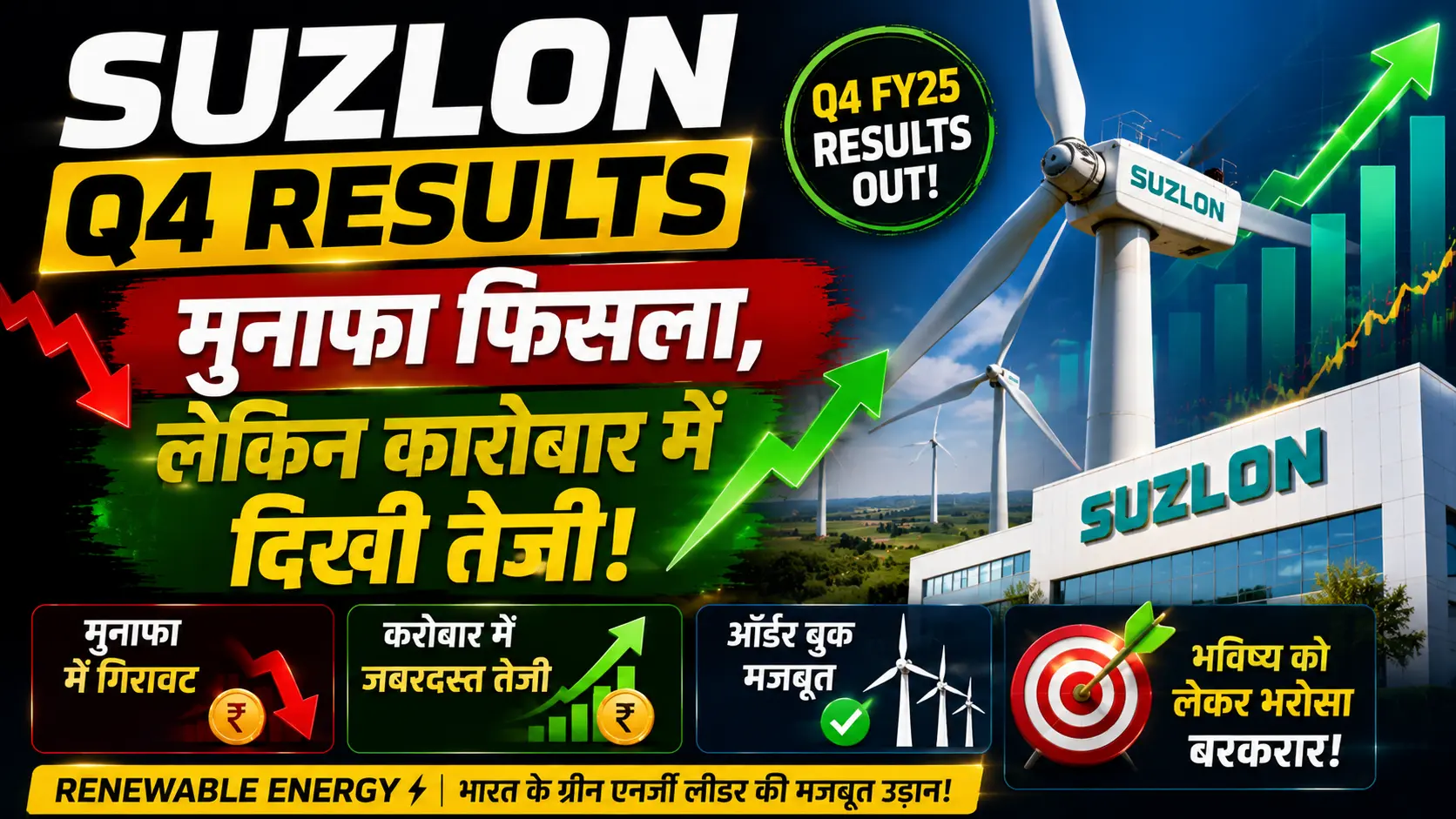 Suzlon Q4 Results मुनाफा फिसला लेकिन कारोबार में दिखी तेजी