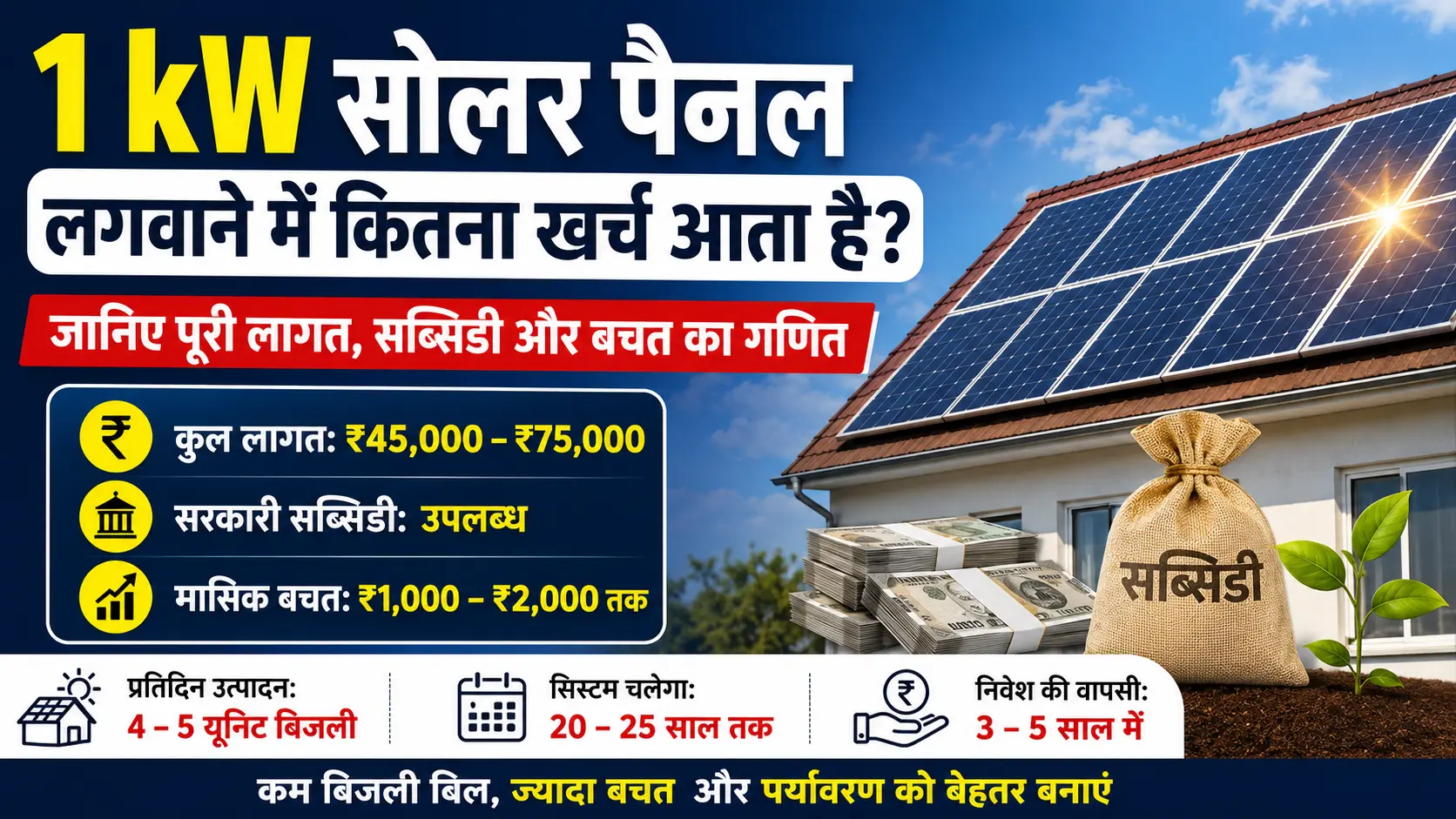 Hindi Khabar 24 1 1 kW Solar Panel लगवाने में कितना खर्च आता है