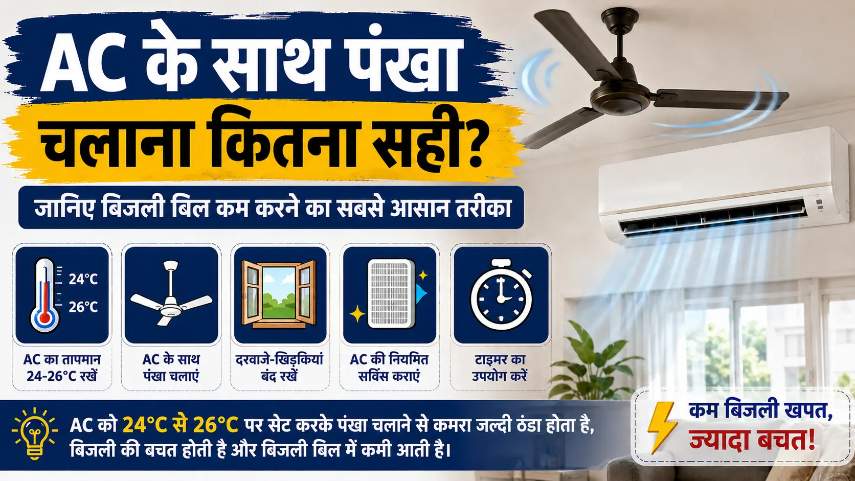 AC के साथ पंखा चलाना कितना सही