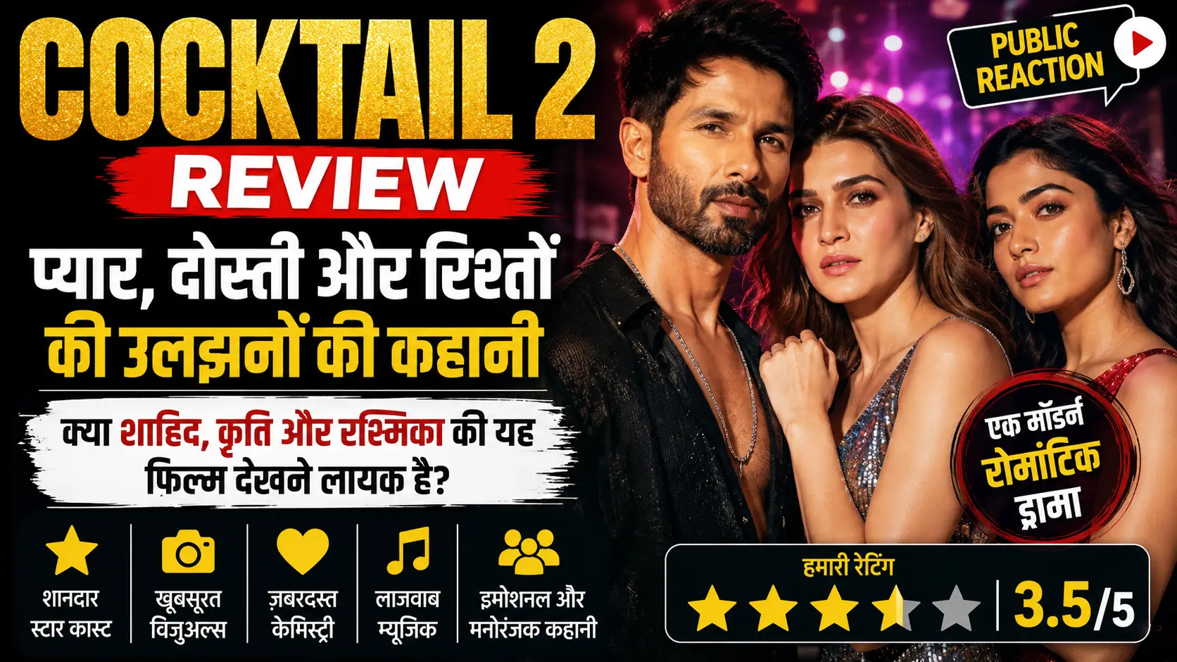 Cocktail 2 Review क्या शाहिद कपूर, कृति सेनन और रश्मिका मंदाना की यह फिल्म देखने लायक है