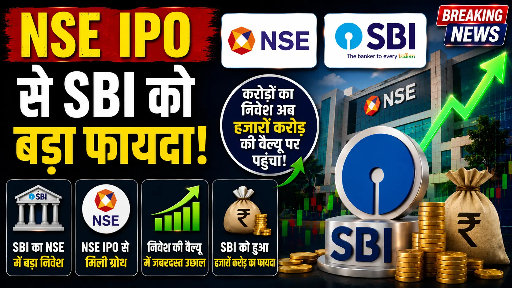 Hindi Khabar 24 4 NSE IPO से SBI को बड़ा फायदा करोड़ों का निवेश अब हजारों करोड़ की वैल्यू पर पहुंचा