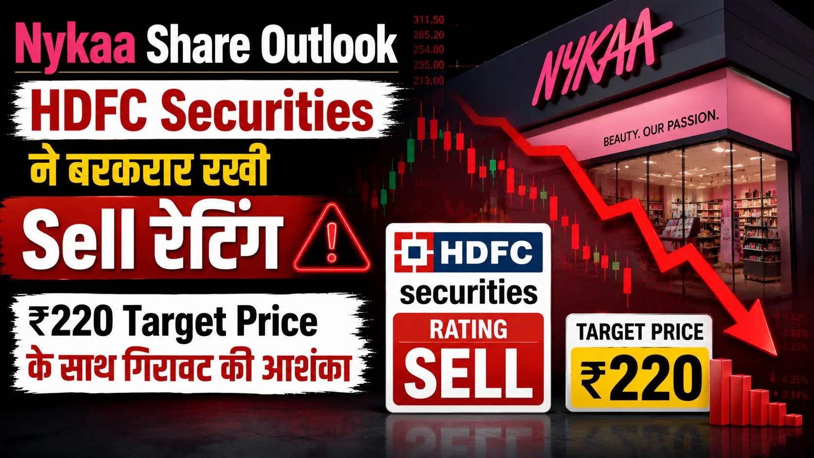 Hindi Khabar 24 1 Nykaa Share Outlook HDFC Securities ने बरकरार रखी Sell रेटिंग 220 Target Price के साथ गिरावट की आशंका