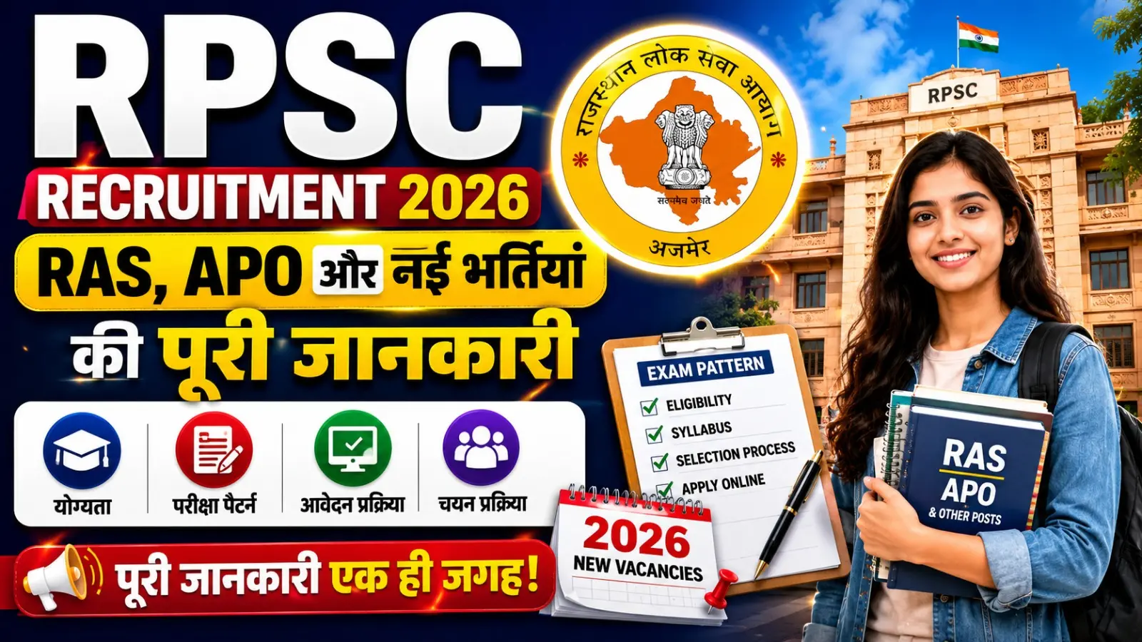 RPSC Recruitment 2026 RAS, APO और नई भर्तियों की पूरी जानकारी, योग्यता, परीक्षा और आवेदन प्रक्रिया