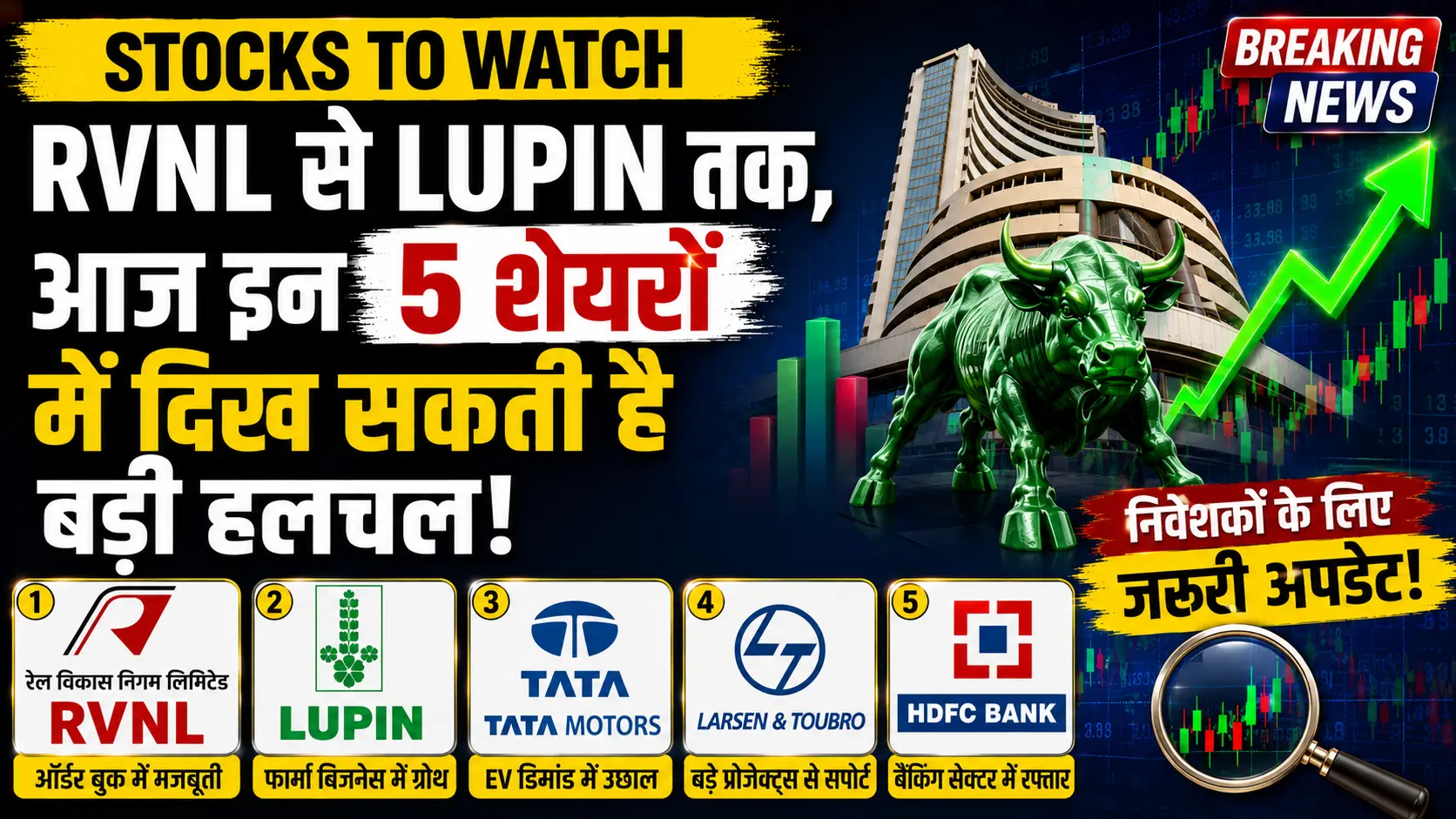 Hindi Khabar 24 10 Stocks to Watch RVNL से Lupin तक आज इन 5 शेयरों में दिख सकती है बड़ी हलचल